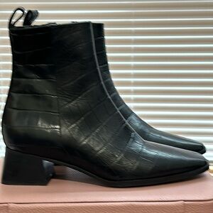 ALBERTO ZAGO BLACK CROC LEATHER ANKLE BOOT 37 1/2  FITS LIKE A 7 US ITALY